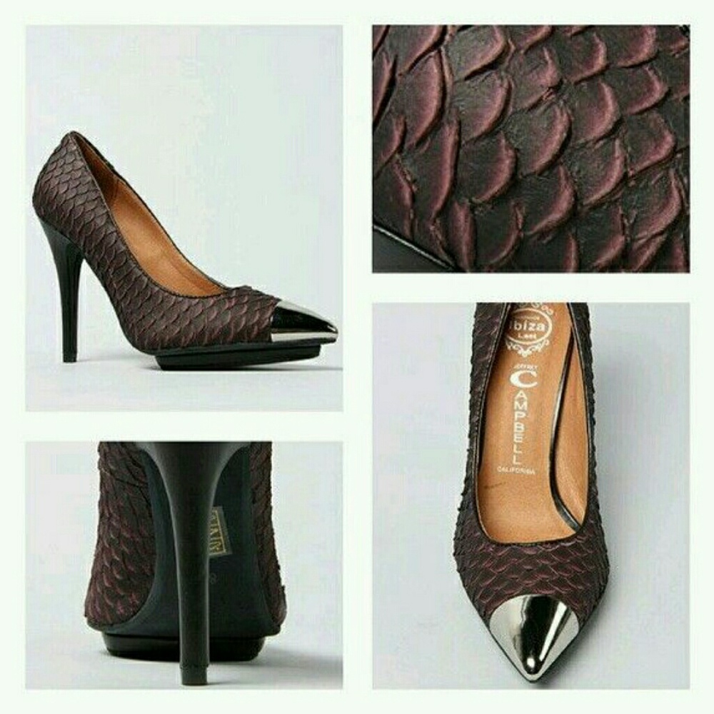 Jeffrey Campbell Purple Snake Bullet Toe Pumps